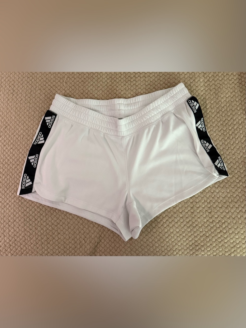 Adidas Aeroready White Mesh Athletic Shorts with Logo Detailing